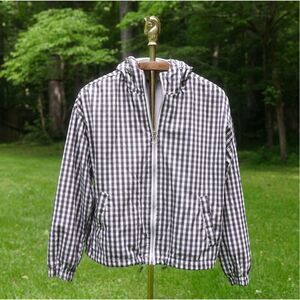Forever 21 Black Gingham Crop Windbreaker Jacket